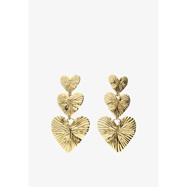 Three hammered hearts - Oorbellen