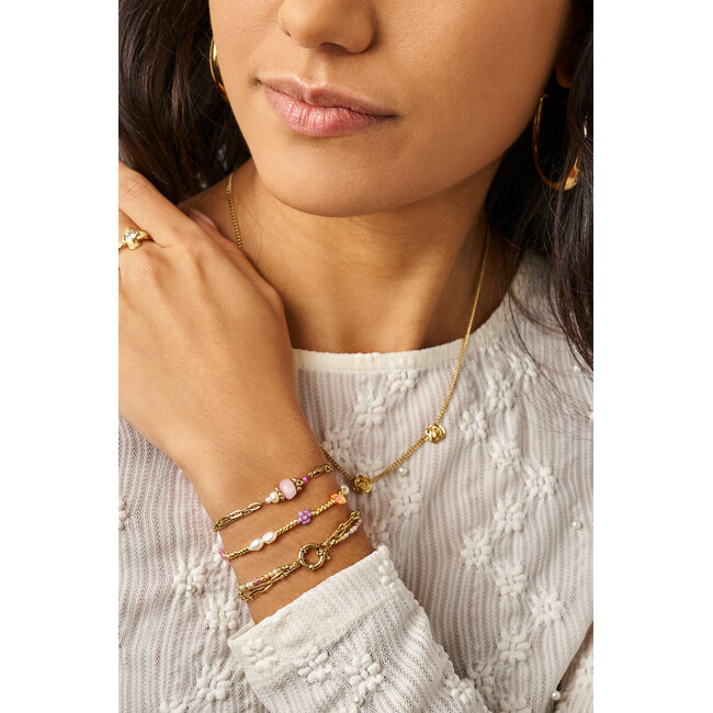 Botanical elastieken armband met bloemen