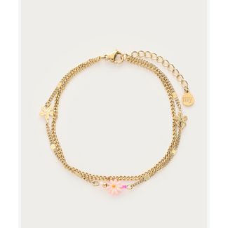 My Jewellery Botanical dubbele armband met roze bloemen