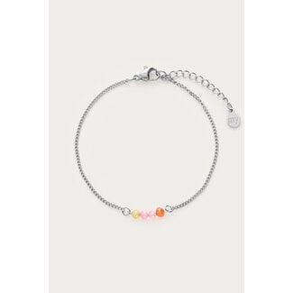 My Jewellery Botanical armband met vier multikleur kralen - Zilverkleurig