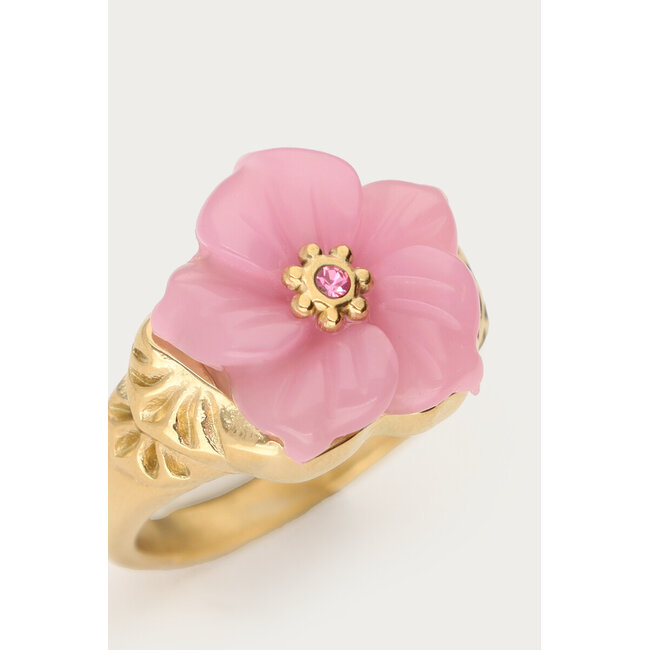 Ciao ring met roze resin bloem - maat 17