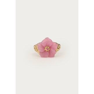 My Jewellery Ciao ring met roze resin bloem - maat 17