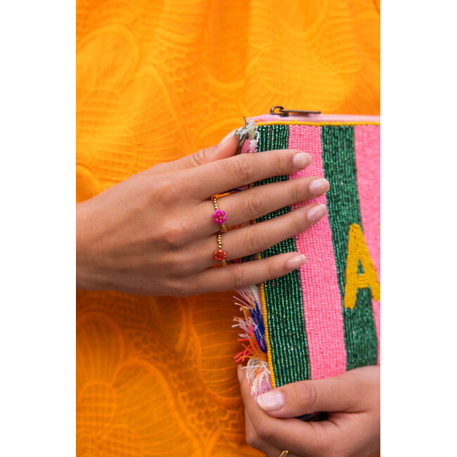 Ciao stretch ring met fuchsia bloem