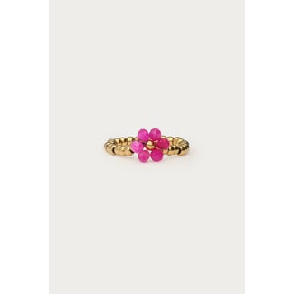 My Jewellery Ciao stretch ring met fuchsia bloem