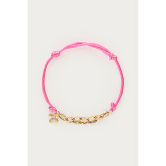 My Jewellery Botanical roze touw armband met bloem