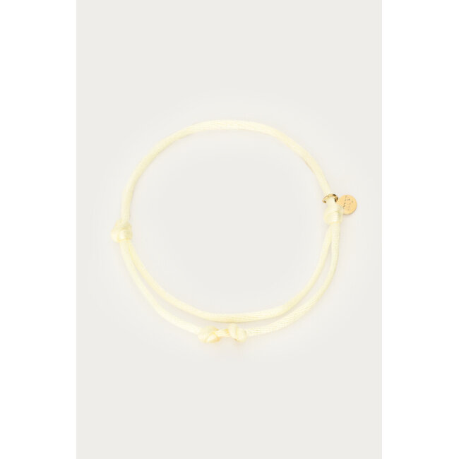 Beige touw armband in satijn look