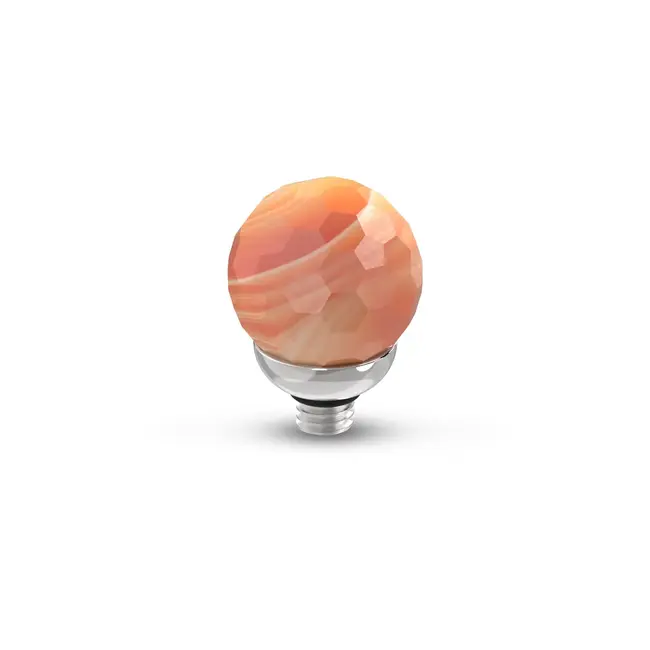 Twisted Gemstone Facet Ball Steentje - Red line agate