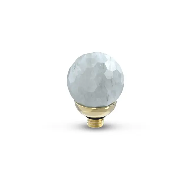 Twisted Gemstone Facet Ball Steentje - White jade