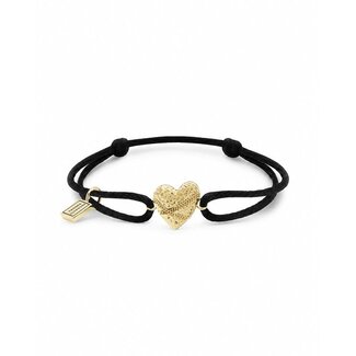 Buddha to Buddha Koord Armband Heart Verguld Zwart