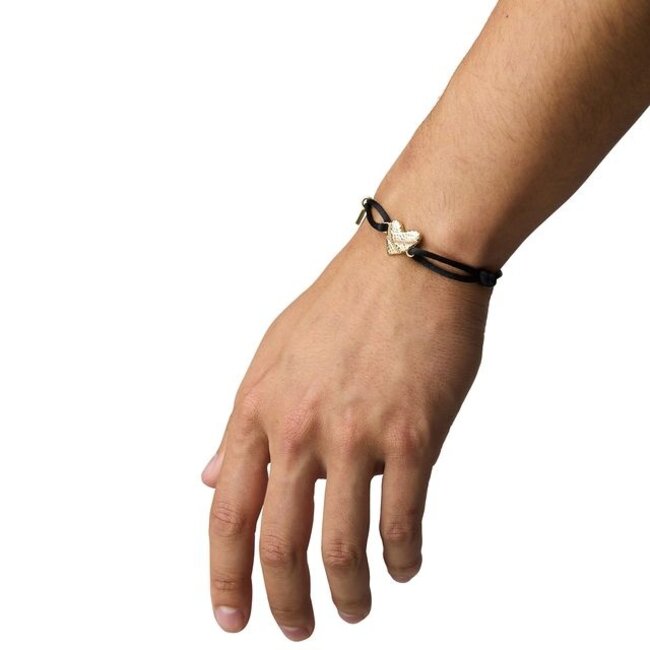 Koord Armband Heart Verguld Zwart