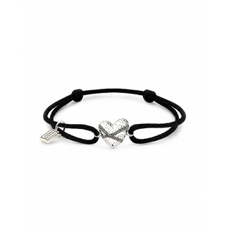 Buddha to Buddha Armband Koord Heart Zilver Zwart
