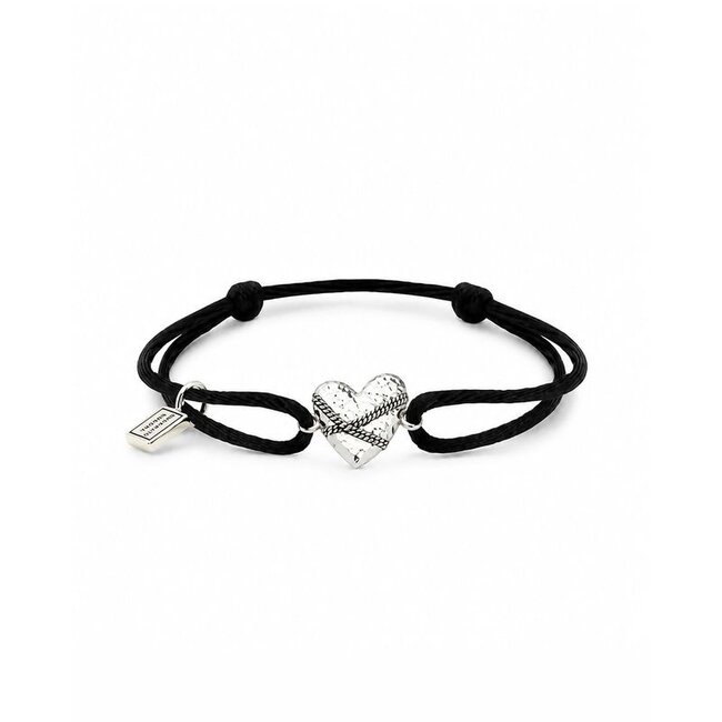 Armband Koord Heart Zilver Zwart