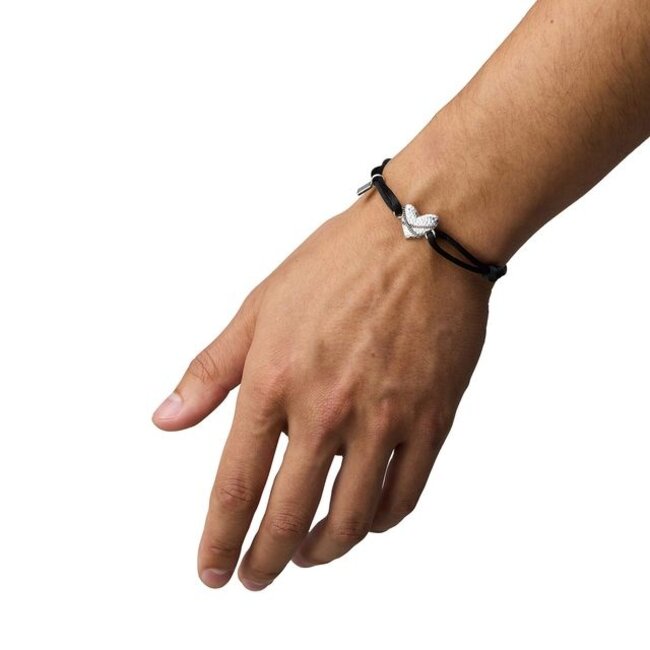 Armband Koord Heart Zilver Zwart