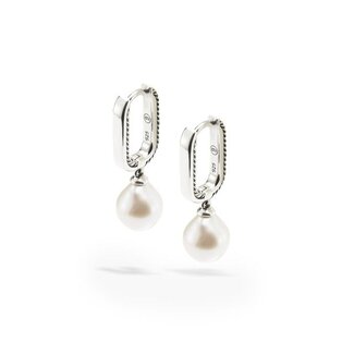 Buddha to Buddha Oorbellen Chain Baroque Pearl Zilver Set