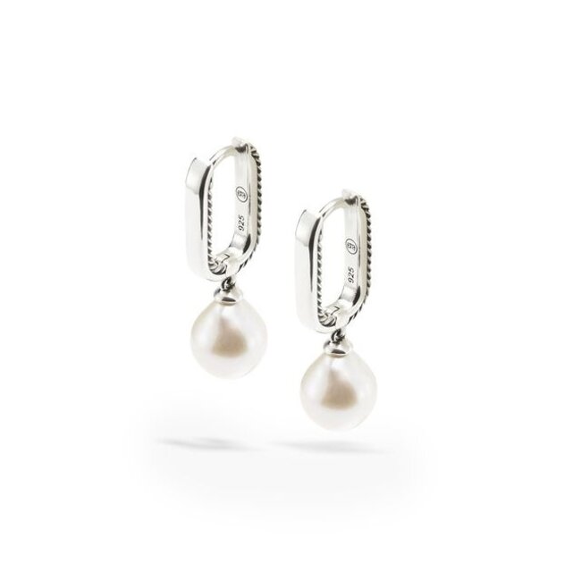 Oorbellen Chain Baroque Pearl Zilver Set
