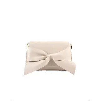 Giuliano Lederen schoudertas met strik - Beige