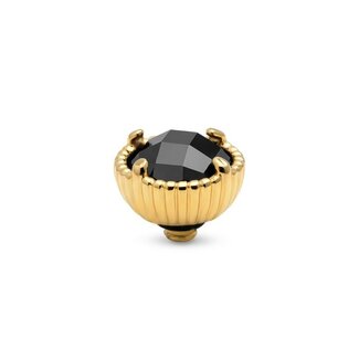 Melano Jewelry Twisted Setting Ribbed Halo CZ - Zwart