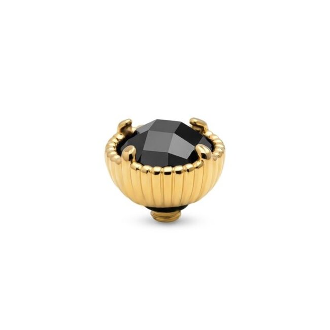 Twisted Setting Ribbed Halo CZ - Zwart
