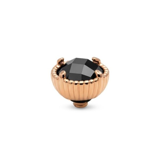 Twisted Setting Ribbed Halo CZ - Zwart