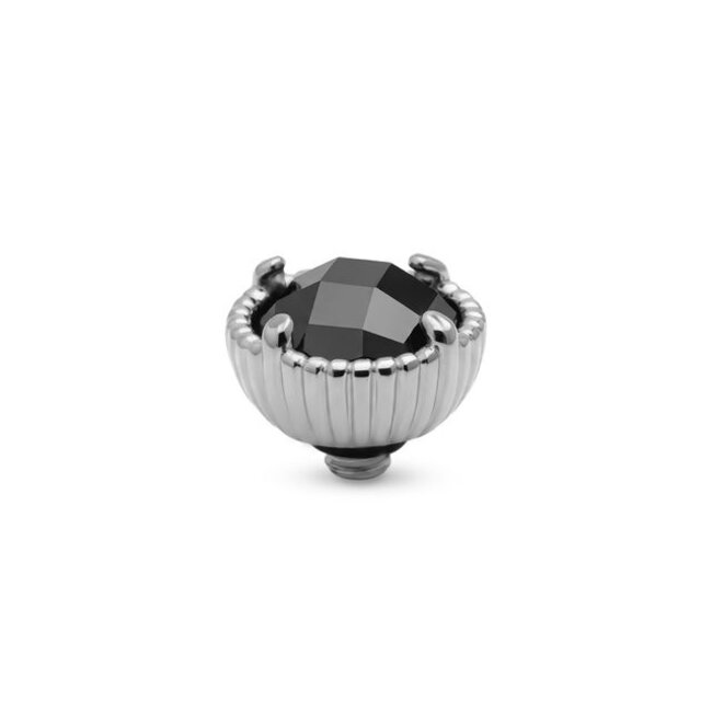 Twisted Setting Ribbed Halo CZ - Zwart