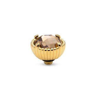 Melano Jewelry Twisted Setting Ribbed Halo CZ - Champagne