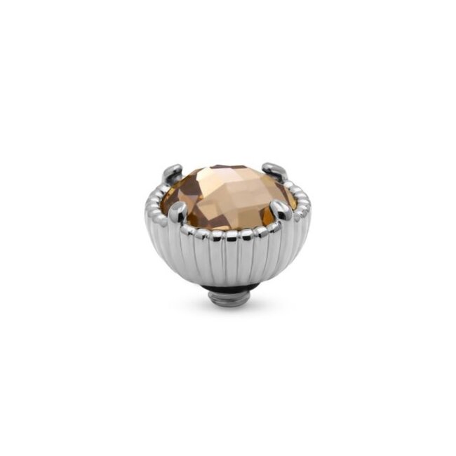 Twisted Setting Ribbed Halo CZ - Champagne
