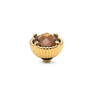 Melano Jewelry Twisted Setting Ribbed Halo CZ - Donkerbruin