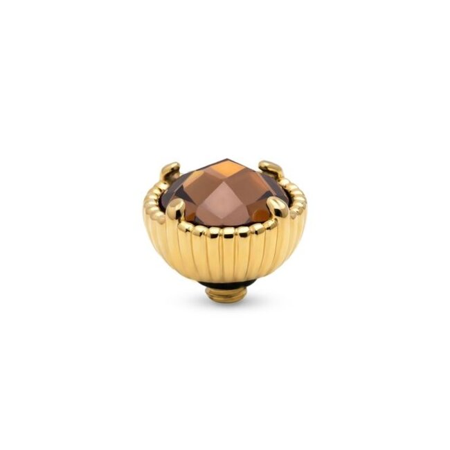 Twisted Setting Ribbed Halo CZ - Donkerbruin