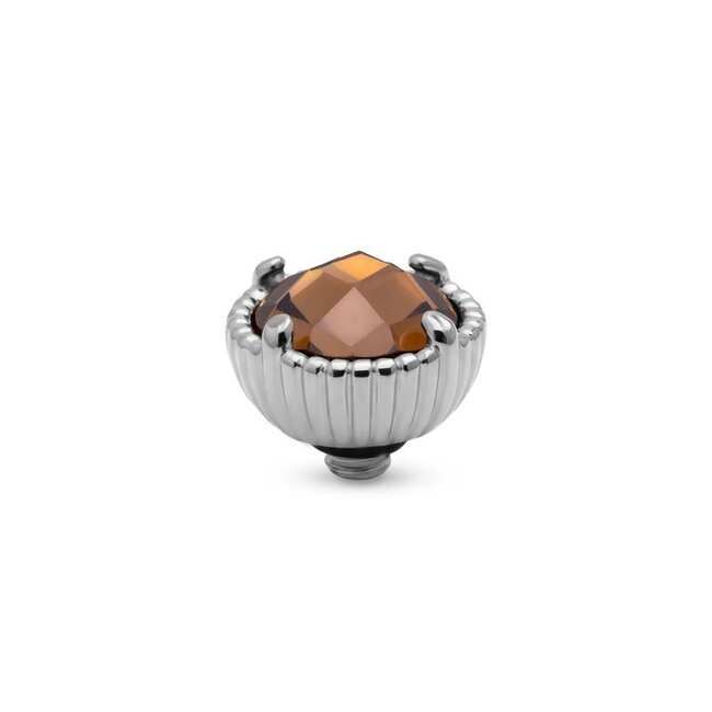 Twisted Setting Ribbed Halo CZ - Donkerbruin