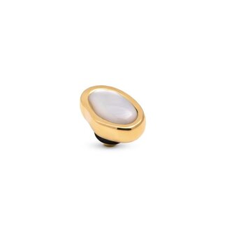 Melano Jewelry Twisted Setting Gem Pebble - White Shell