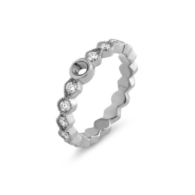Twisted Tanea CZ ring - Zilverkleurig