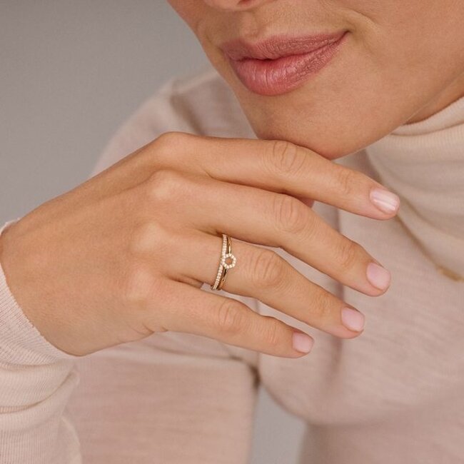 Ring 1287YZI - Geelgoud (14k) met Zirkonia