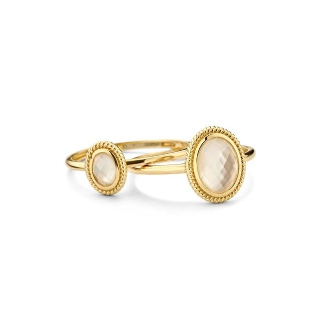 Ring 1291YMQ - Geelgoud (14k)met Mother of Pearl
