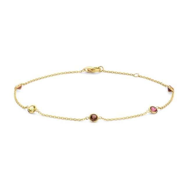 Armband 2268YFC - Geelgoud (14k)  met Citrien, Rookkwarts, peridoot en Rhodoliet