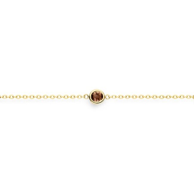 Armband 2268YFC - Geelgoud (14k)  met Citrien, Rookkwarts, peridoot en Rhodoliet