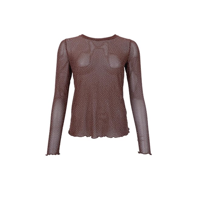 ALEXIS blouse w/stones - Coffee