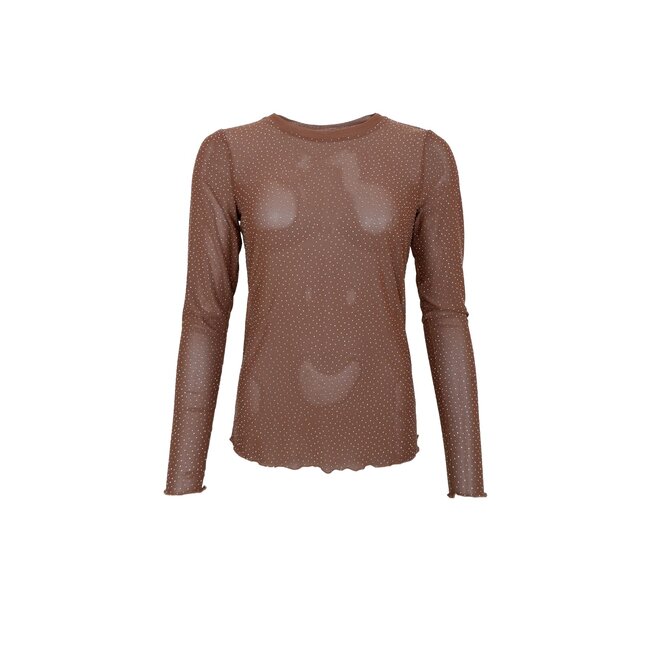 ALEXIS blouse w/stones - Nougat