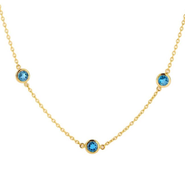 Collier 3210YLB - Geelgoud (14k) met Blauw