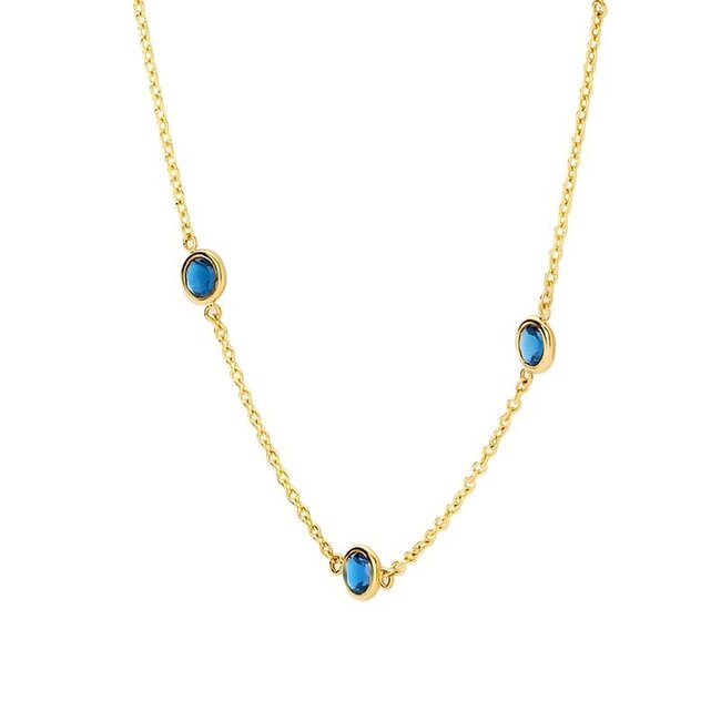 Collier 3210YLB - Geelgoud (14k) met Blauw