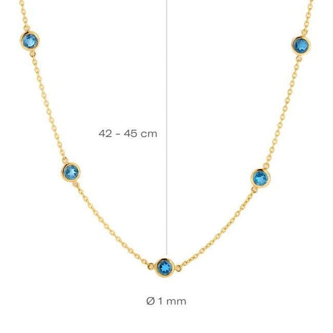 Collier 3210YLB - Geelgoud (14k) met Blauw