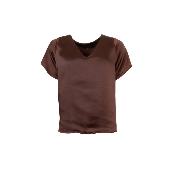 LUCINDA v-neck ss blouse - Coffee