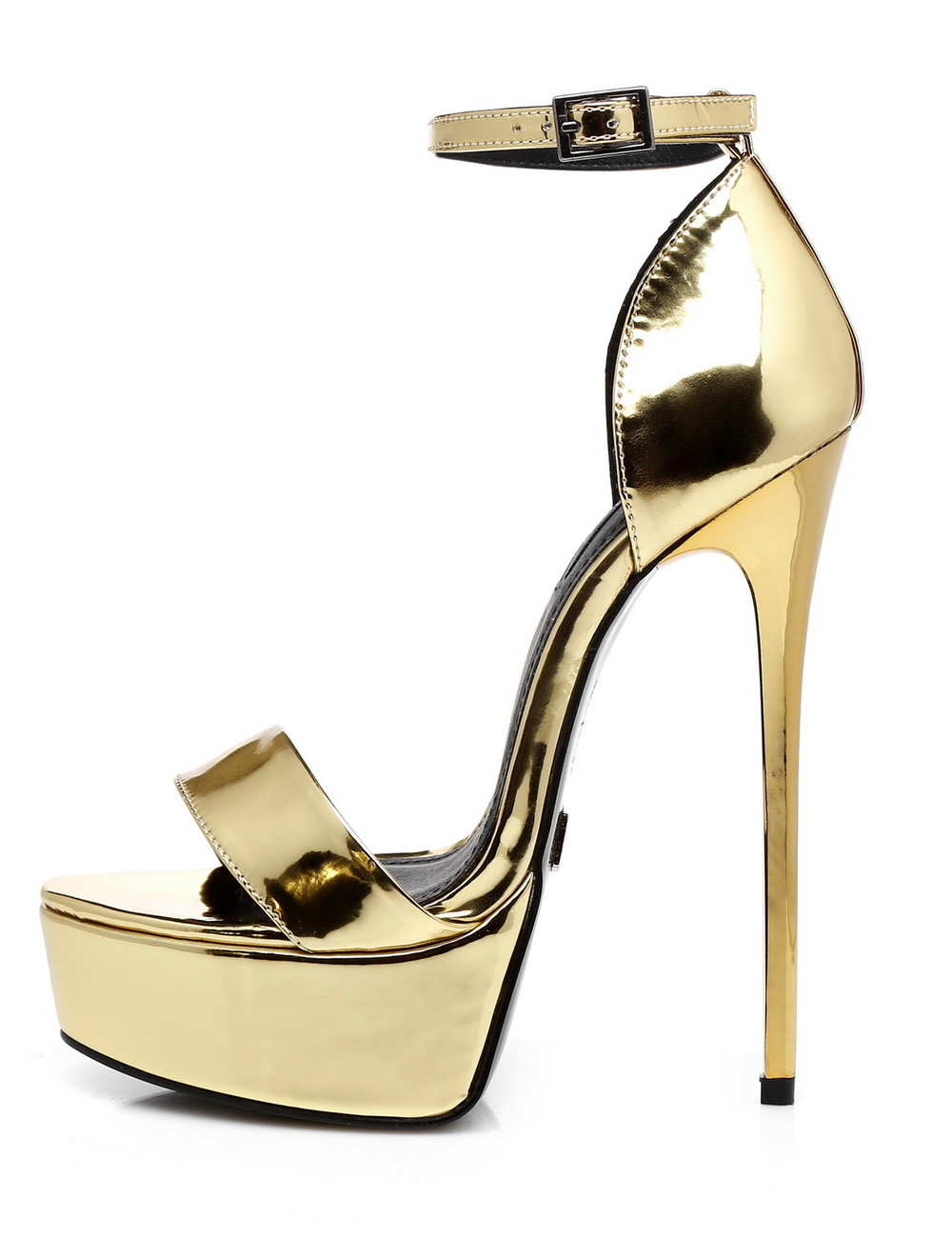 Gold shiny Giaro high 16cm heeled platform sandals - Giaro High Heels | Official store - Large 