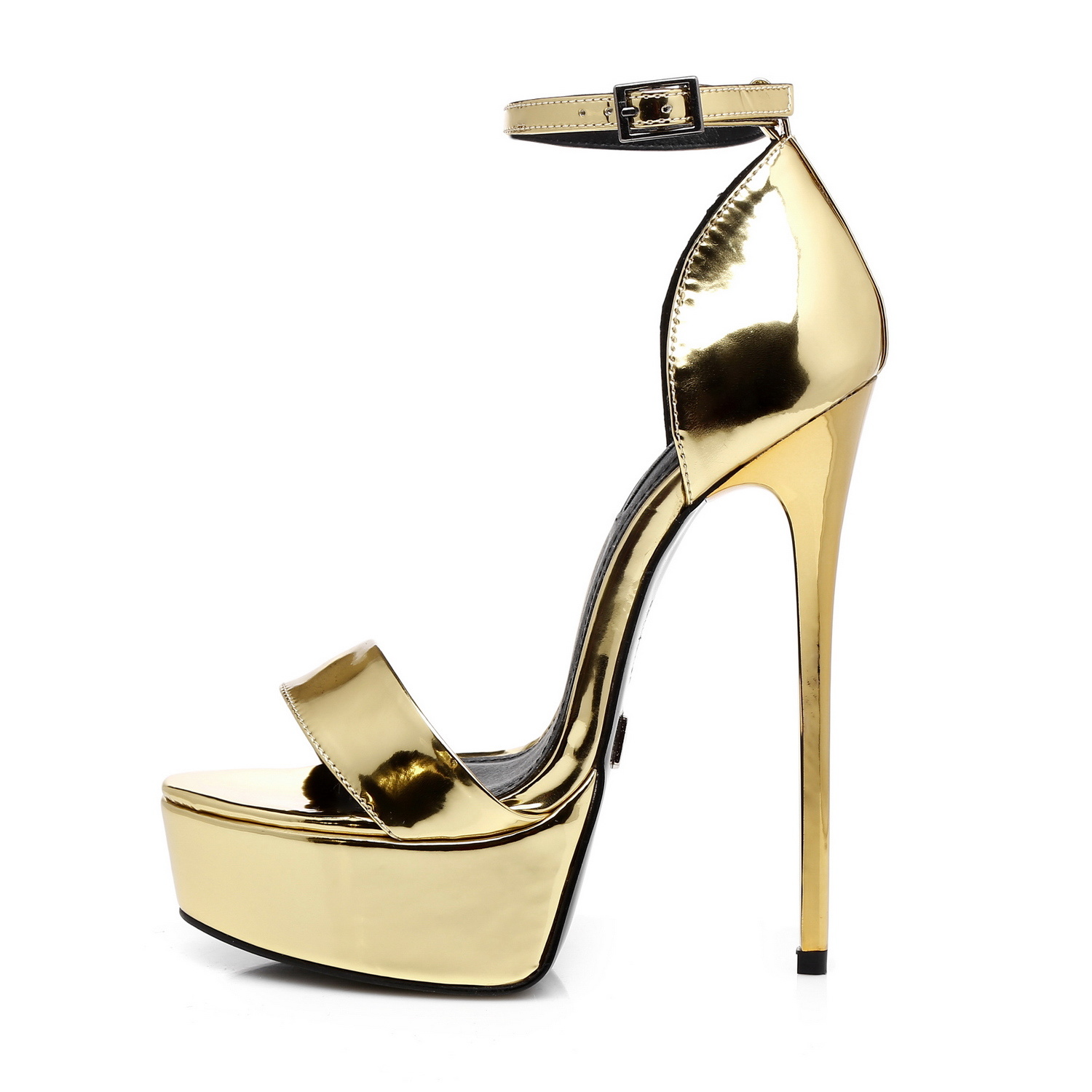 Gold shiny Giaro high 16cm heeled platform sandals - Giaro High Heels ...