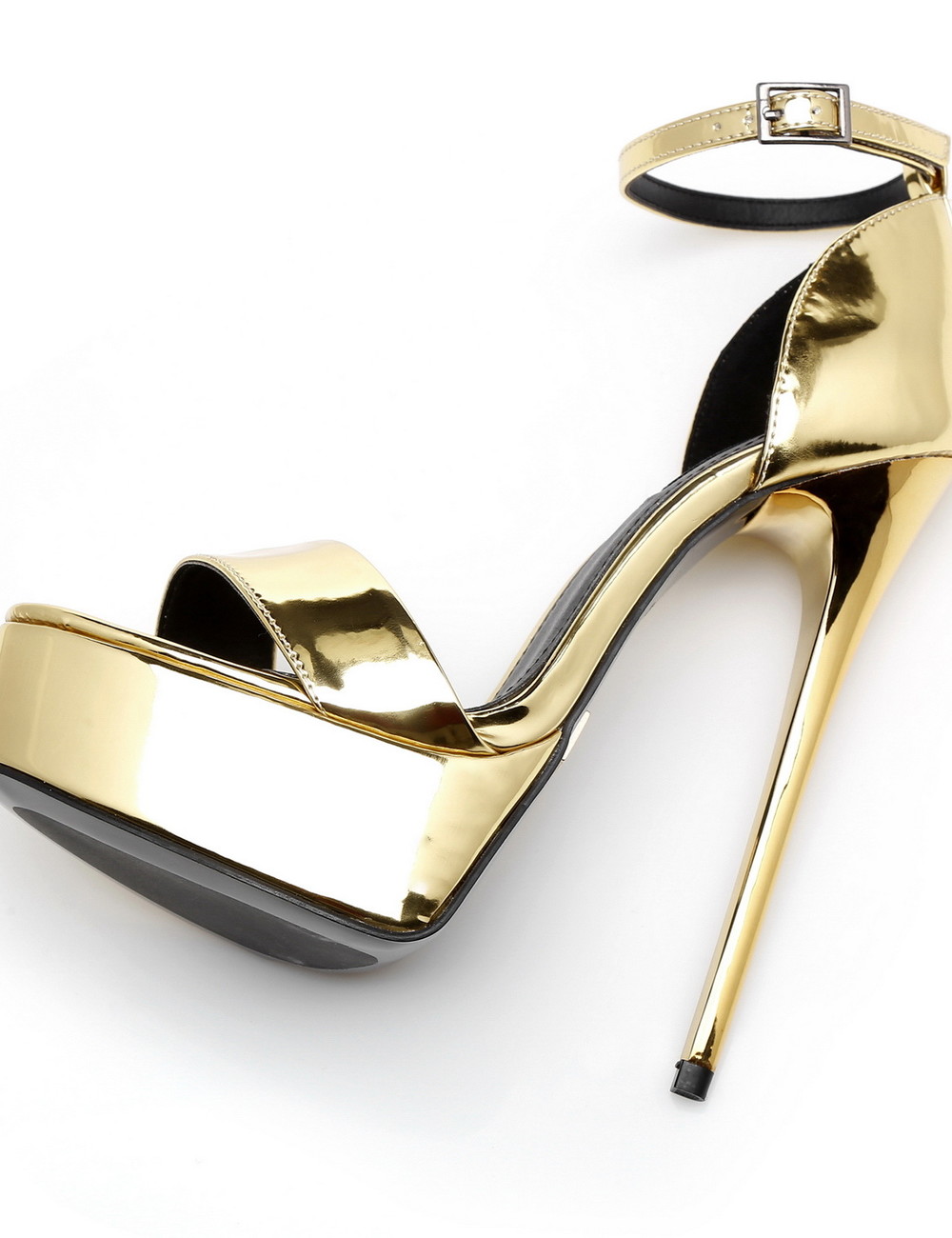 Gold shiny Giaro high 16cm heeled platform sandals - Giaro High Heels | Official store - Large 
