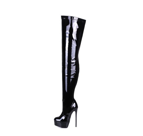 GALANA 1004 | BLACK SHINY | THIGH HIGH BOOTS