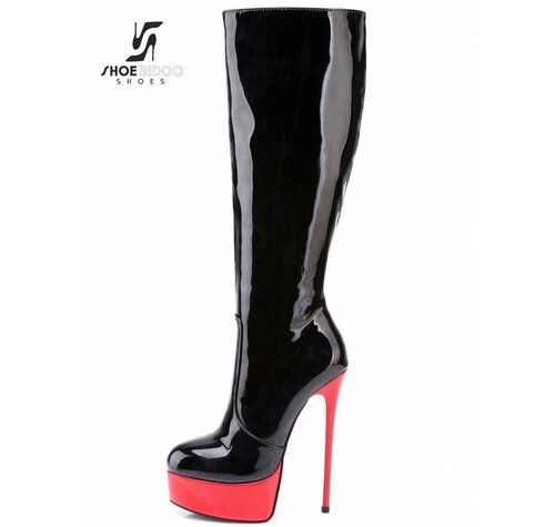 Giaro GALANA 1003 | BLACK RED SHINY | PLATFORM KNEE BOOTS