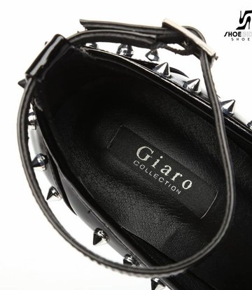 Giaro Schwarz glänzende Giaro "Galana" Plattformen mit Spikes