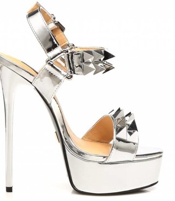 Giaro Silver studded shiny strap "Galana" platform sandals