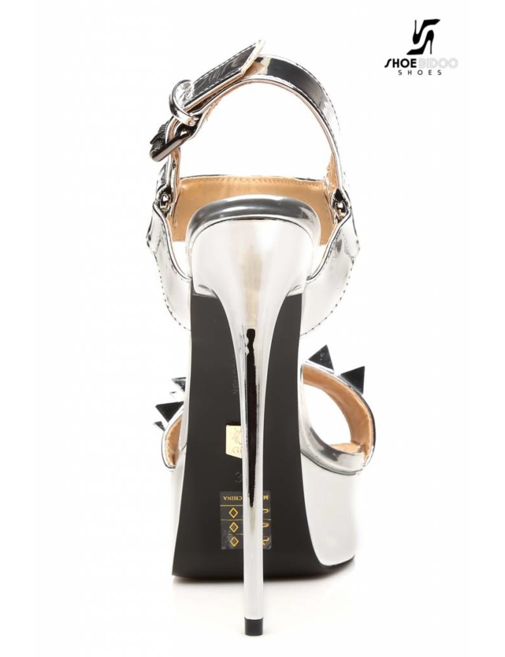 Giaro Silver studded shiny strap "Galana" platform sandals