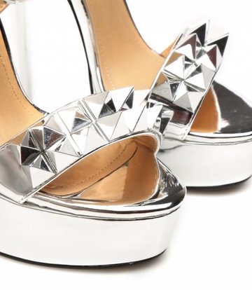 Giaro Silver studded shiny strap "Galana" platform sandals